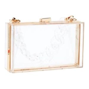 JILL & AlLLY Transparent Acrylic Chain Clutch